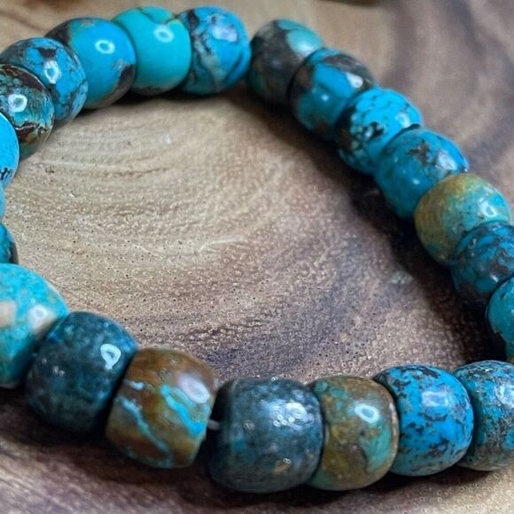 Turquoise beaded stretch bracelet ONE NEW reiki meditation crystal healing 9mm b - Picture 11 of 12